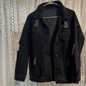 Black Distressed Denim Jacket